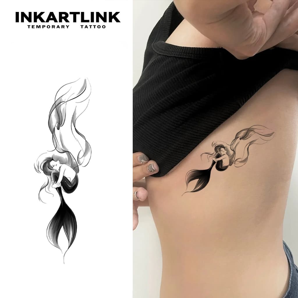 Adesivos De Tatuagem Temporária De Sereia , Mágica À Prova D'água De Longa Duração , Dura Até 15 Dias Falsa Semipermanen