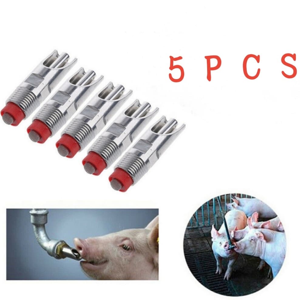 Kit 5 Bebedouro De Porco Automático Chupeta Suíno Bico Aço Inoxidável