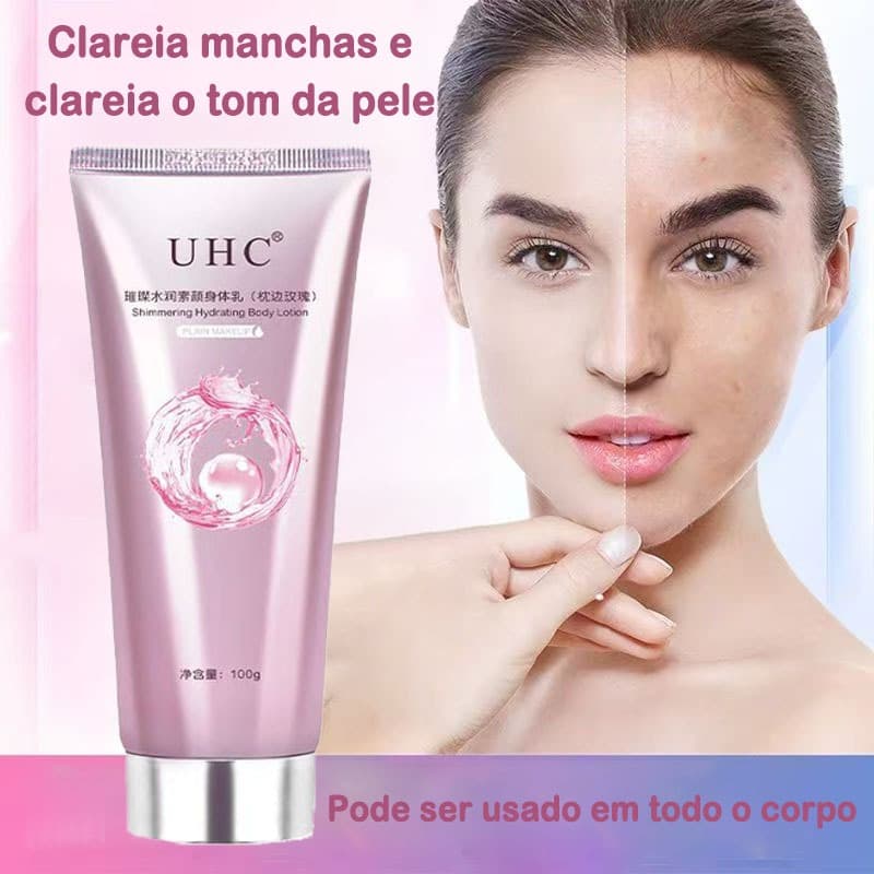 UHC Creme Clareador Corporal 100g com Niacinamida Clareador Corretivo Iluminador Rejuvenescimento Branco Melhora Amônia