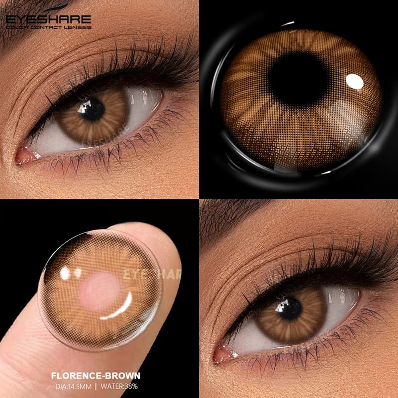 EYESHARE 1 Par De Contato Colorido Para Olhos , Lentes Marrons/Azuis/Cinzas , Naturais , Uso Diário , Anual , Linda Maqu