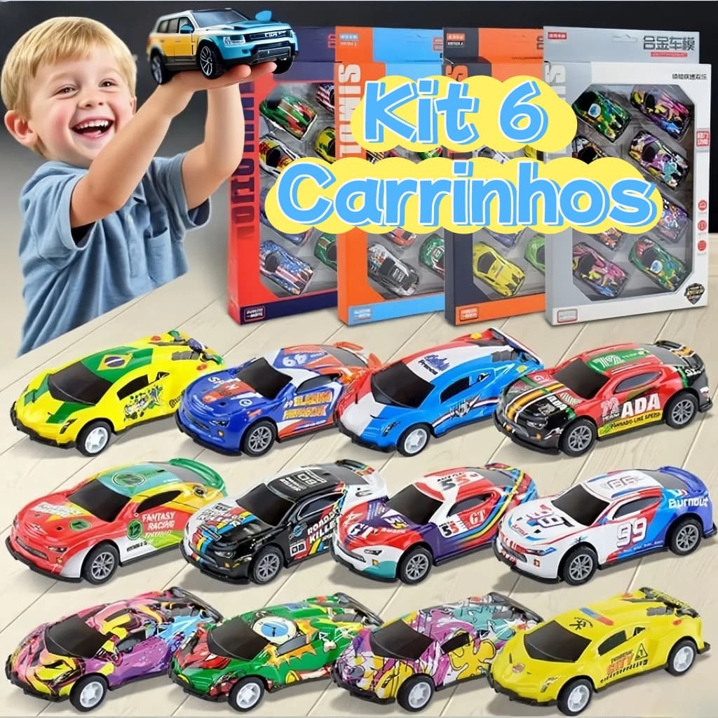 Kit Com 6 Matel Carrinhos Coloridos Coleção Carros De Brinquedo e Compatível Hot wheels Colecionavel