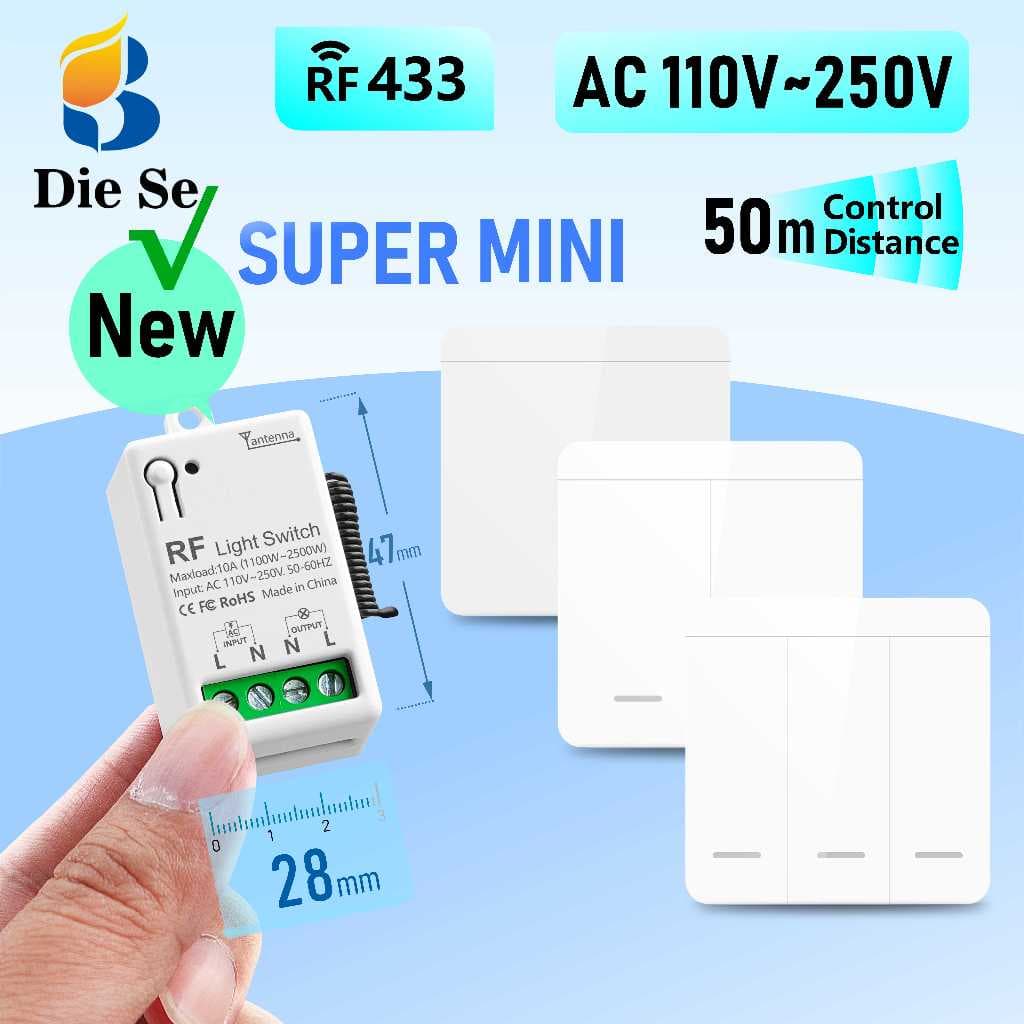 Novo interruptor de controle remoto sem fio RF 433MHz,mini relé CA 110V 220V 240V para luz,ventiladores, lâmpada