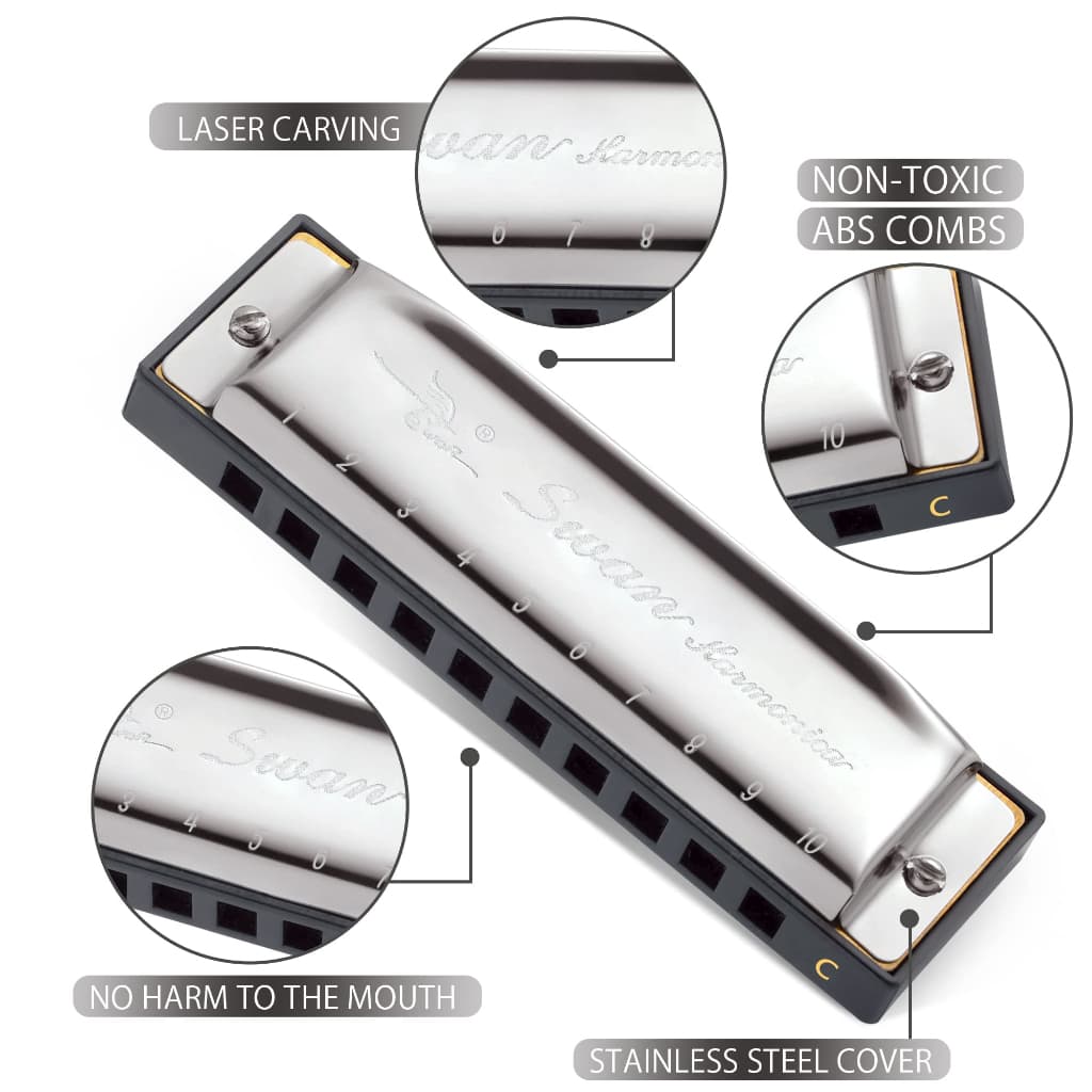 Gaita Harmônica Blues Swan Em Dó C 20 Vozes Diatônica instrumento de sopro