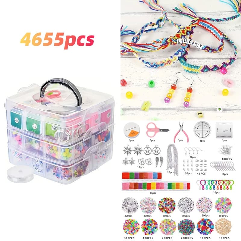 Kit 4655 Peças Miçangas Para Confecção De Joias E Pulseiras