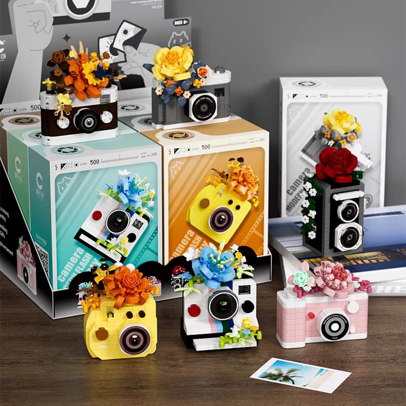 Blocos De Construção De Câmera Com Flores , Montagem De Brinquedos , Partículas , Meninos E Meninas , Presentes De Anive