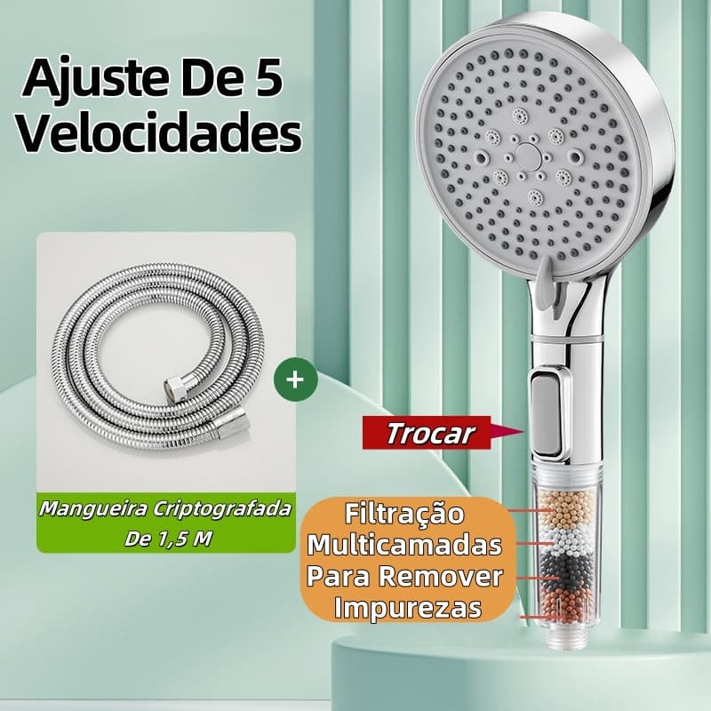 Ducha De Alta Pressão 5 Modos De Saída De Agua Com Silicone Líquido Função De Massagem