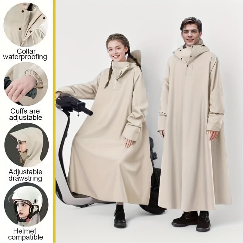 Capa de chuva impermeável, com capa de motor ajustável - longa, à prova de vento, cobertura de corpo inteiro, usada para