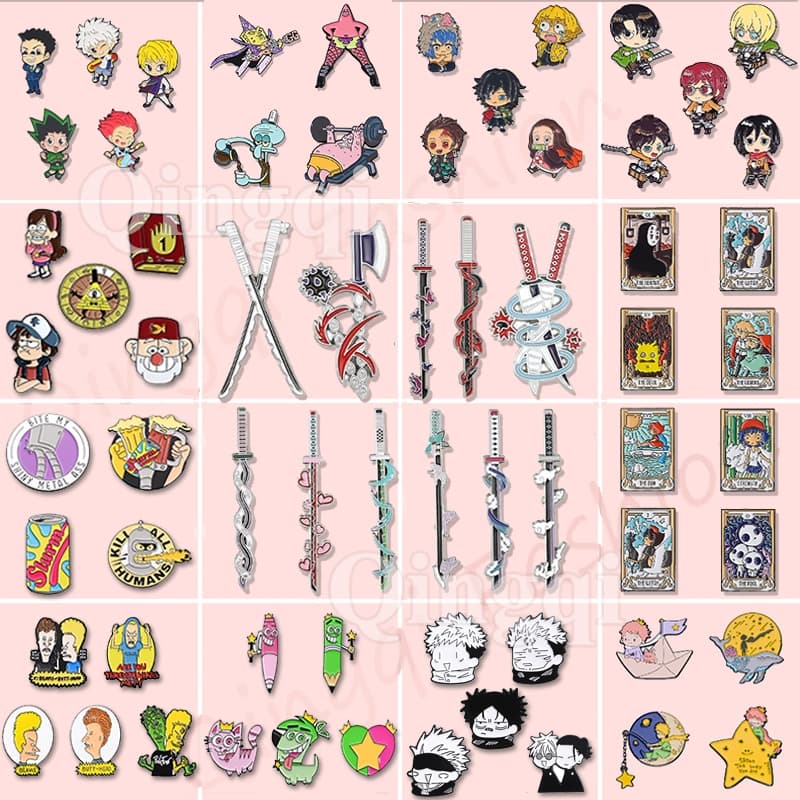 3-5 Pçs/set Quente Anime Esmalte Pinos Motosserra Homem Demon Slayer Totoro Futurama Broches Lapela Emblemas Dos Desenho