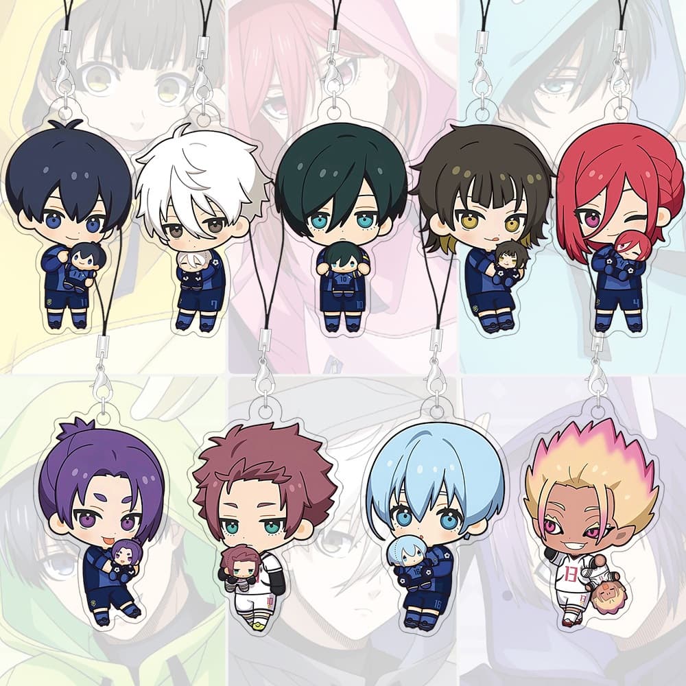 Correias De Telefone Versão Q Bloqueio Azul Dos Desenhos Animados Acrílico Saco Encantos Animação 55mm Colhedores Acessó