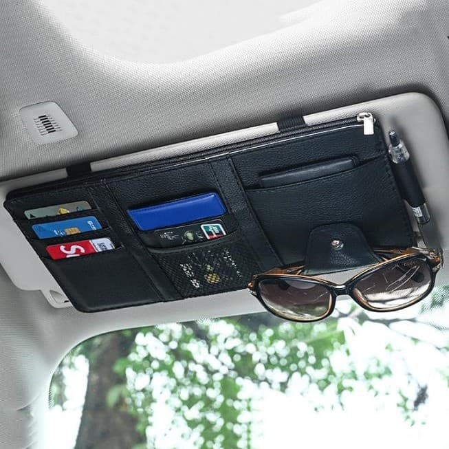 Bolsa de Armazenamento para Viseira Solar de Carro e Suporte Multifuncional com Zíper