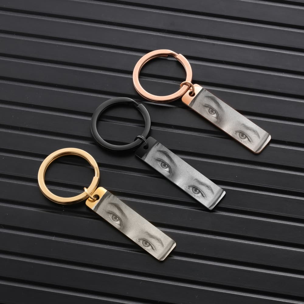 Chaveiro De Olhos Personalizado Para Casal , Aço Inoxidável , Gravação A Laser , Foto Personalizada , Masculino Mulheres