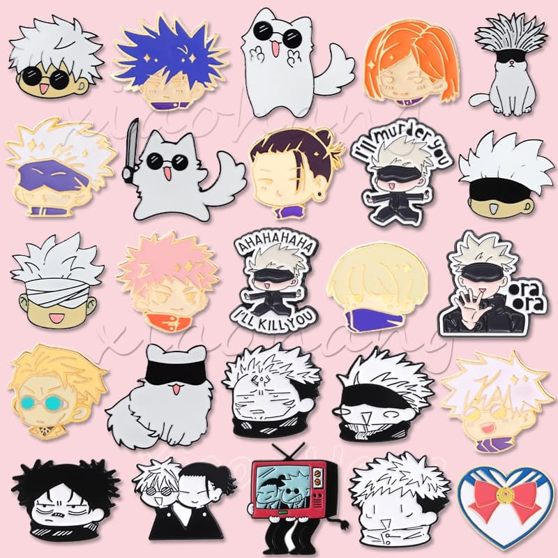 Amável Anime Jujutsu Kaisen Esmalte Alfinetes Yuji Itadori Fushiguro Megumi Gojo Satoru Lapela Crachás Jóias Presente