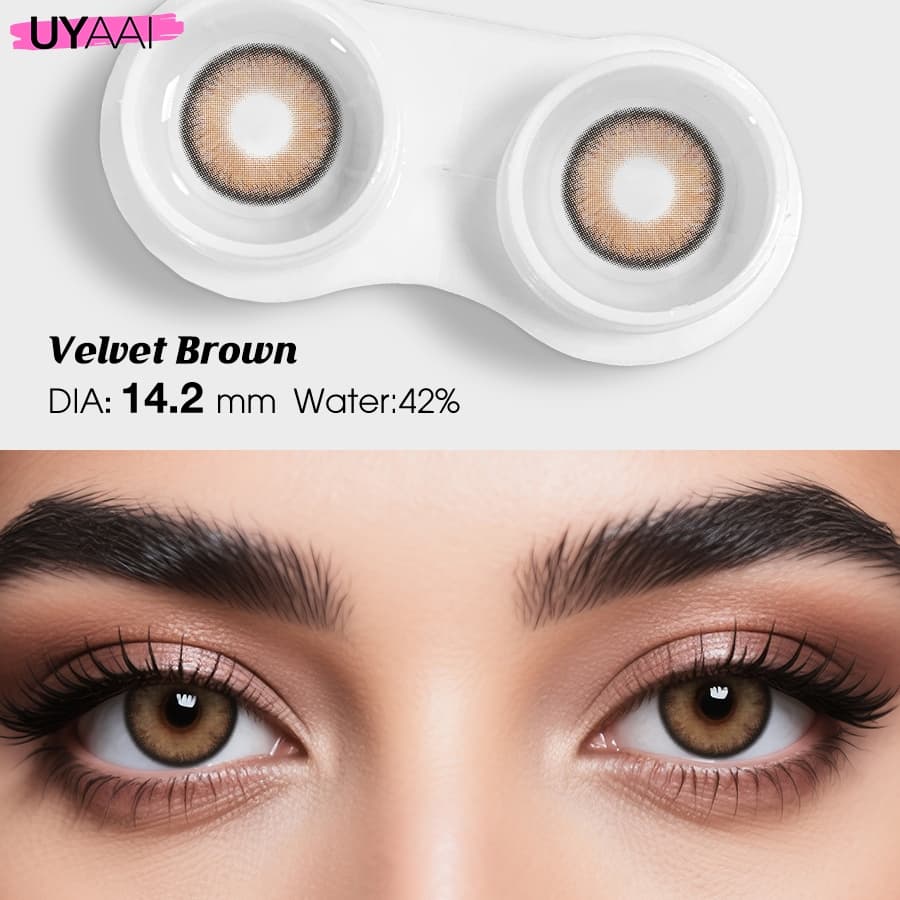 UYAAI 2 Unidades/Par Lentes De Contato Veludo Marrom Cinza Cor Macias Terno Usado Anual Para Fantasia De Maquiagem