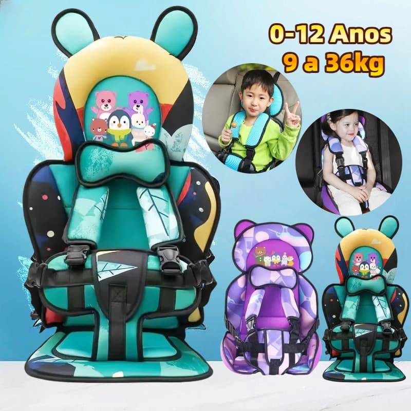 Cadeirinha de Assentos Segurança para Carro Bebê e Criança 0-12 Anos 9 a 36kg Comforto Som Capa Almofada -Ideal Infantis