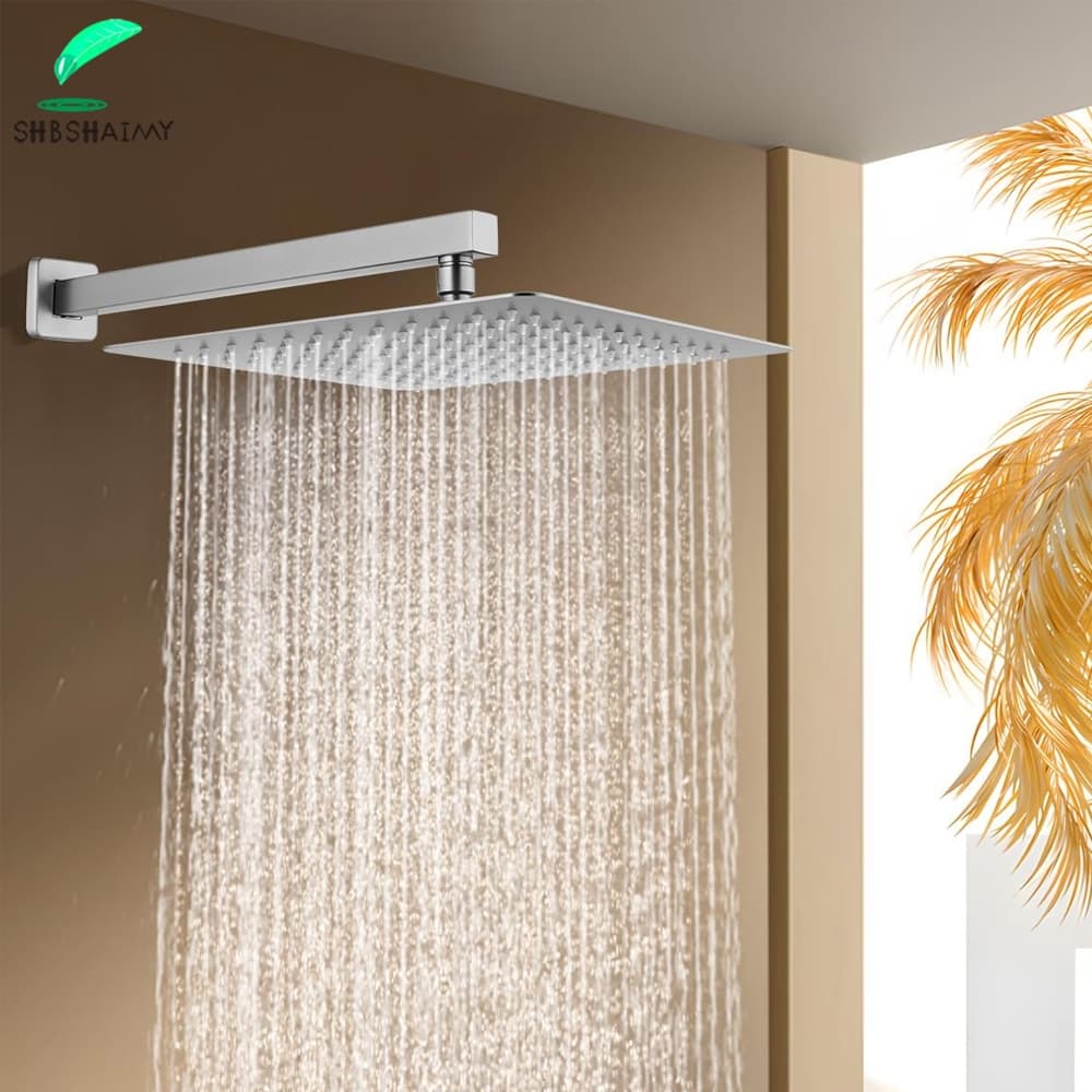 Ducha chuveiro inox quadrado 30×30cm Furos de Silicone Com braco 33/22cm Cromado/Preto kit banheiro