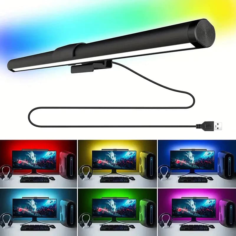 Luz de Tela RGB para Monitor com Toque, Iluminação de Jogos e Proteção para Olhos