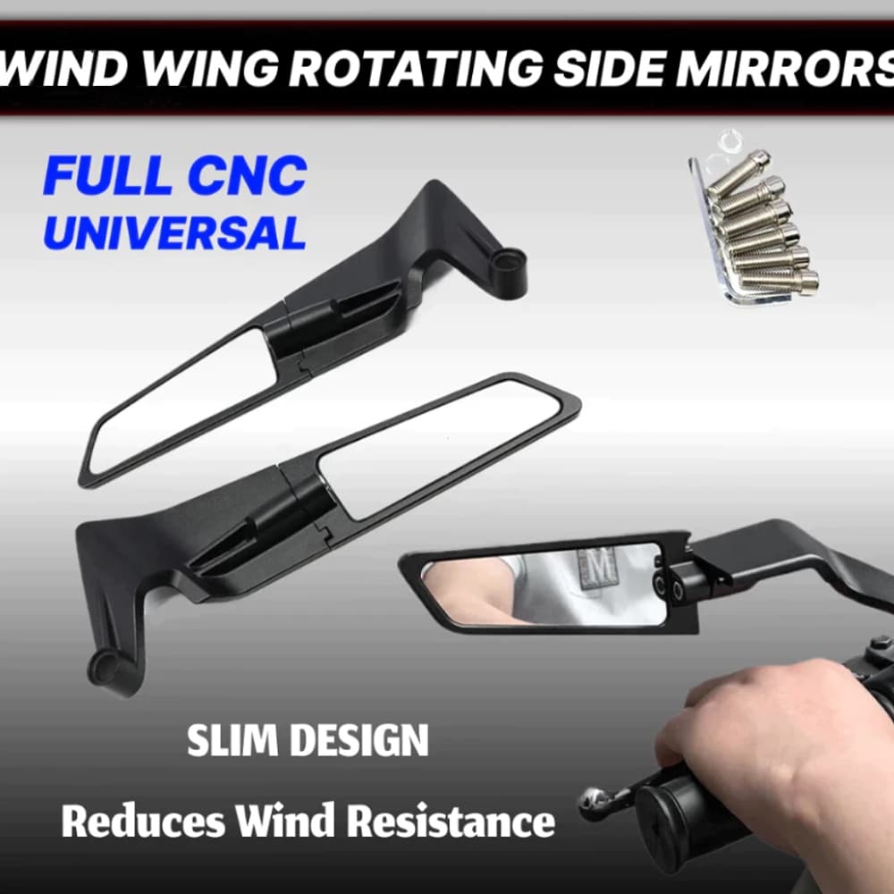 Espelho Retrovisor Universal Para Motocicleta , Asa De Vento Fixa , Lateral Giratório Reduzir A Resistência Ao , Pode Se