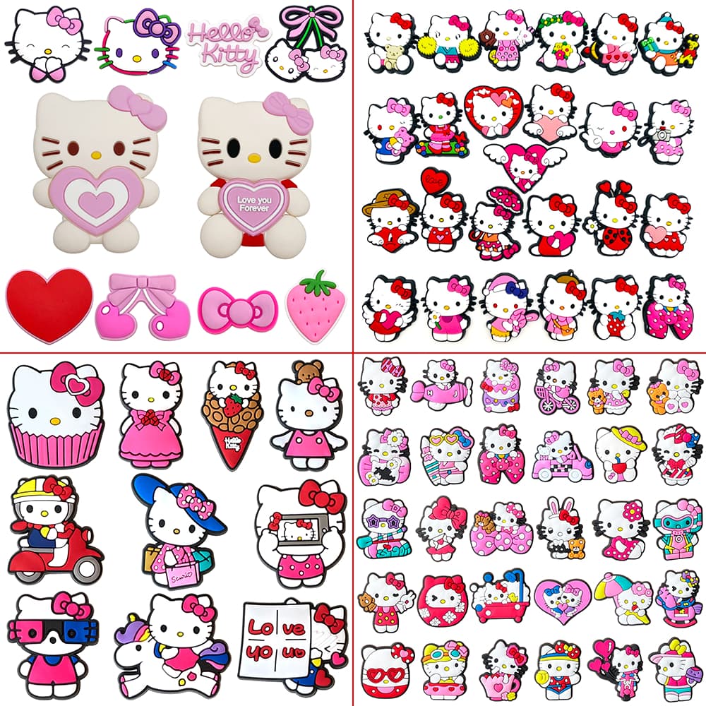 MEIDJ Encantos De Sapato 75 Desenhos Animados Gatos Padrão Decorações Acessórios De PVC Com Botão