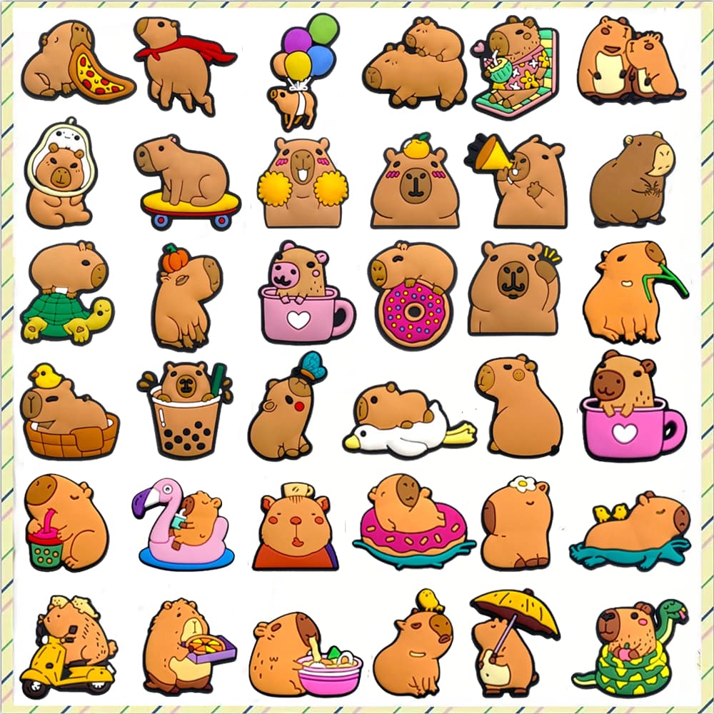 Quente 1 Pçs Série capybara Sapatos Encantos Acessórios Decorar Chinelos Sandálias Fivela Presentes