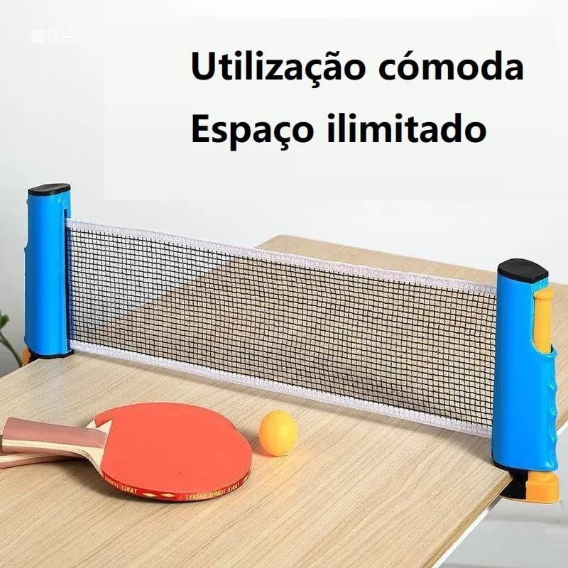 Kit de Pingue-Pongue com 3 Bolas, 2 Raquetes e Rede Ajustável - Conjunto Completo e Portátil