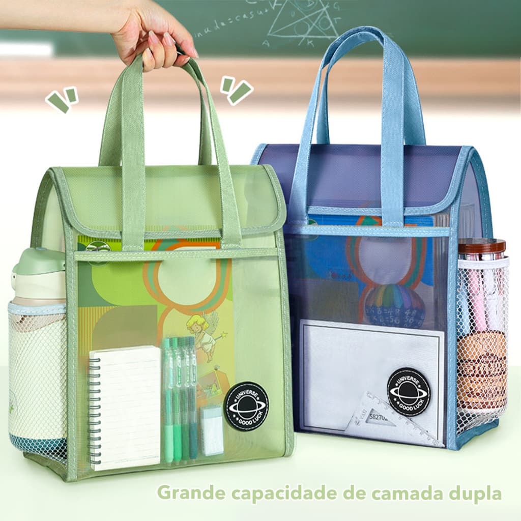 Frete Grátis! Bolsa de Documentação Extra Grossa, Bolsa de Mão de Camada Dupla, Bolsa de Armazenamento de Malha