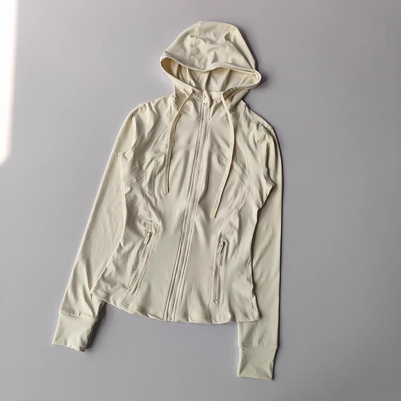 Casaco De Yoga Feminino Curto Jaqueta Esportiva Fitness Camisa Ciclismo Correndo Casacos Com Zíper Capuz Manga Longa