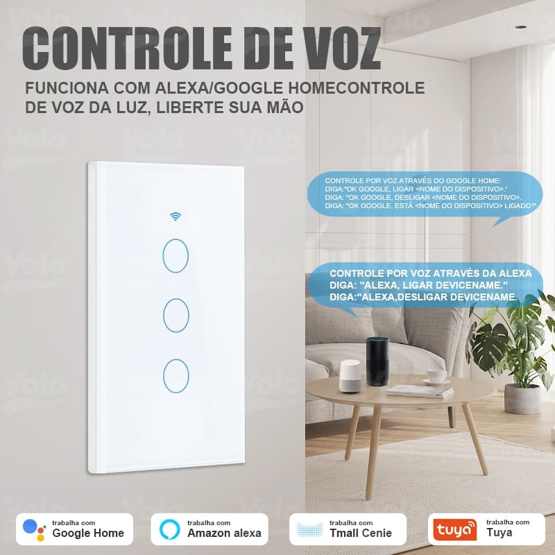 Interruptor inteligente WiFi com controle remoto por voz de 1/2 botões ⚡Envie agora