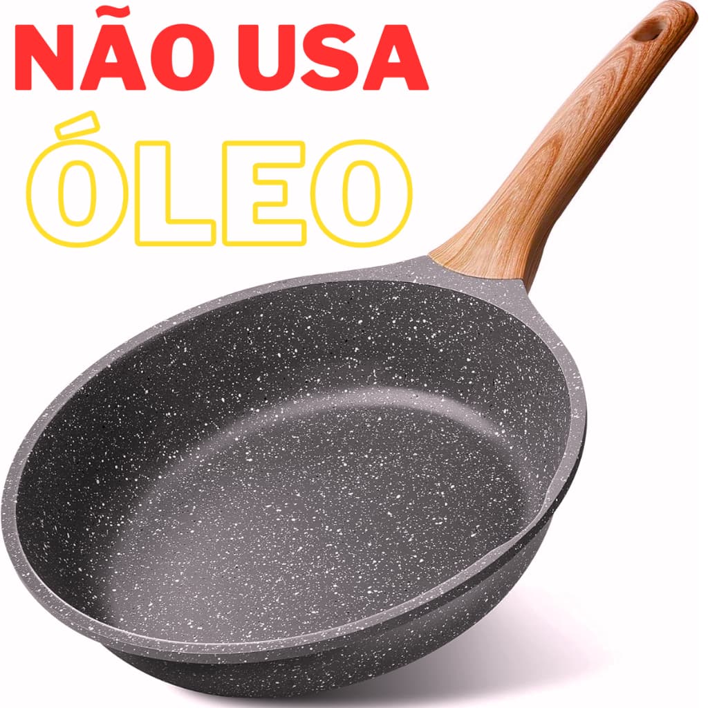 Frigideira De Alumínio Antiaderente Revestimento Cerâmico Premium Alça De Madeira Profunda