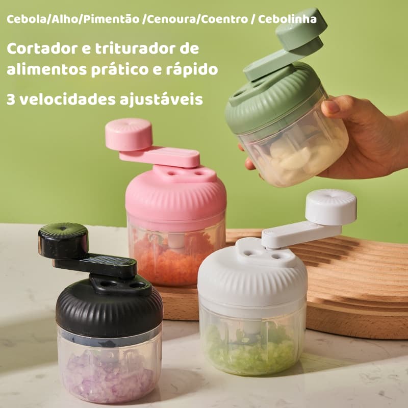 Conjunto Manual de processador de alimentos (incluindo 3 lâminas de aço inoxidável + capacidade de 500ml)
