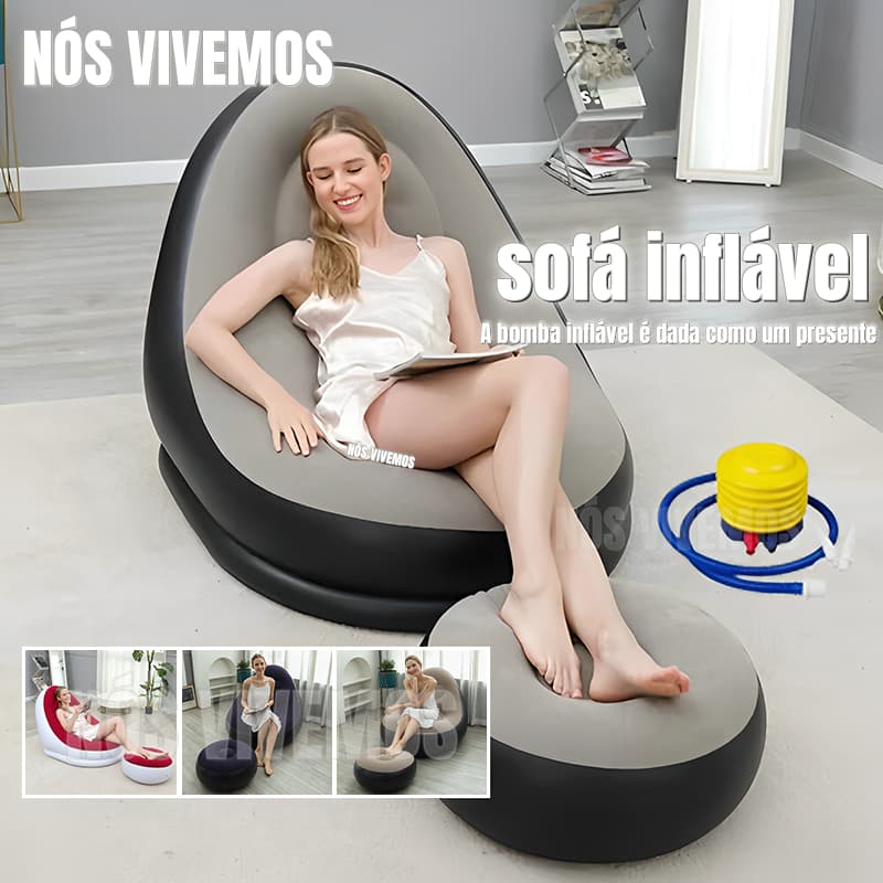 Sofá Poltrona Descanso Portátil Inflável Ultra Lounge Bombas de cortesia