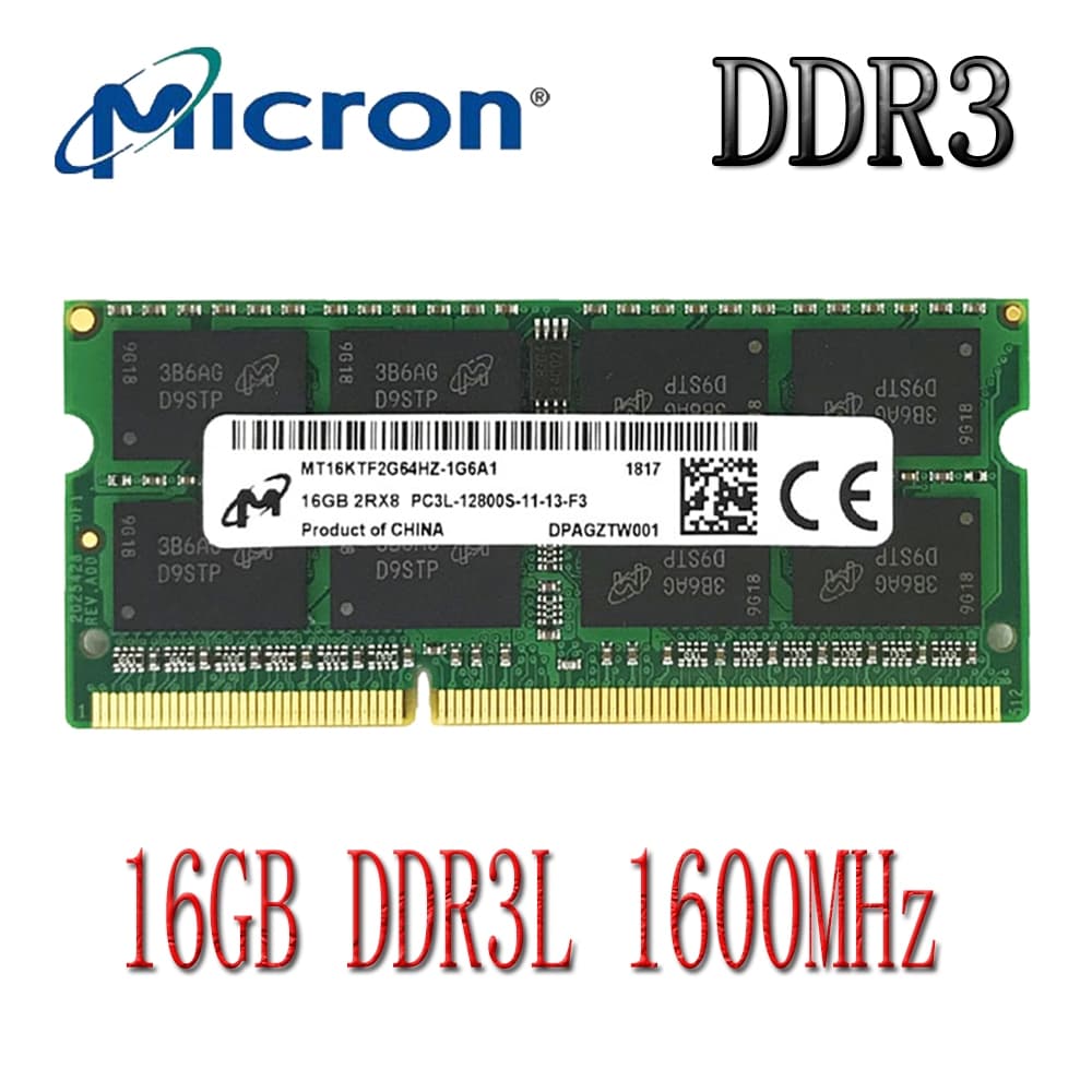 Micron DDR3 RAM 16GB DDR3L 1600MHz PC3L-12800S Memória Para Laptop 1.35V Notebook SO-DIMM