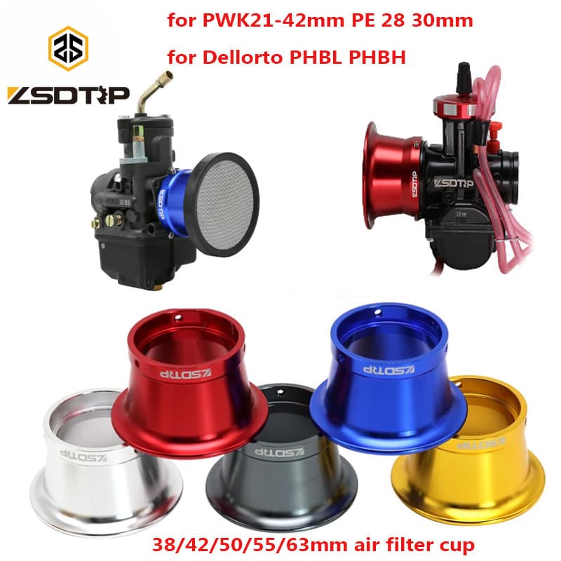38/42/50/55/63mm CNC Aluminium Alloy Carburetor Air Filter Cup for PWK 21-42mm Carburetor for Dellorto PHBL PHBH