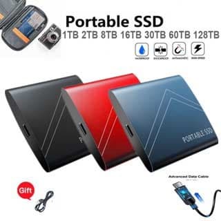 Portable SSD 1TB 2TB 8TB 16TB 30TB 60TB 128TB USB 3.1 High-speed Mobile Solid State Drive Type-C External Hard Disk Stor