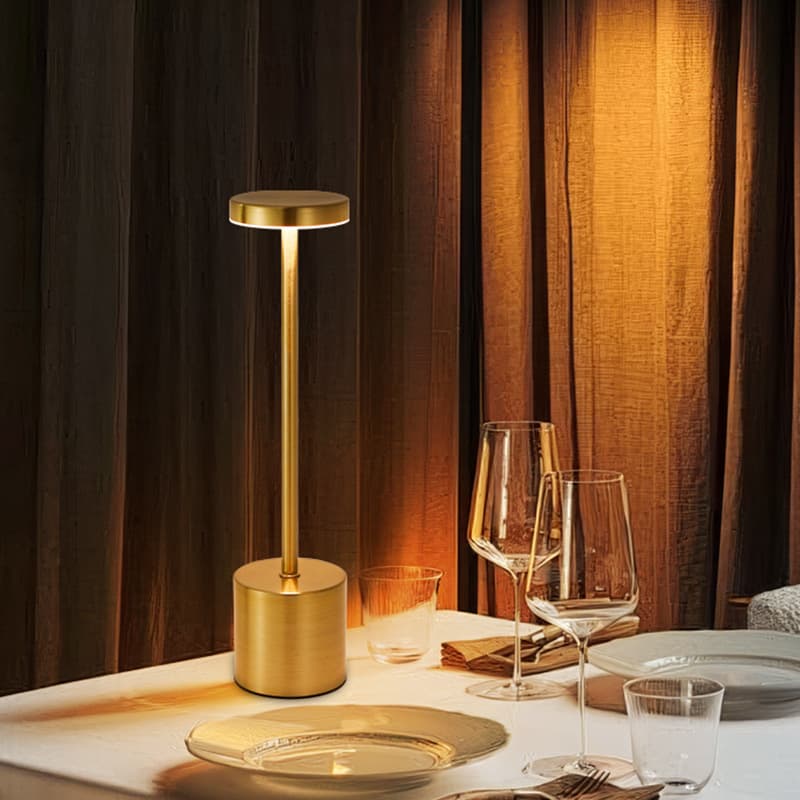 Luminária de Mesa Touch LED Recarregável Sem Fio 3 em 1 Recarregável Tipo T Preto Cromado Dourado