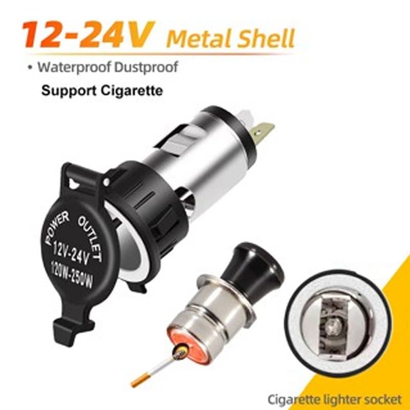 Isqueiro 12V-24V 120W-250W Carro 10A Feminino Tomada Energia Plug Com Capa Impermeável Para Acessórios De Motocicleta
