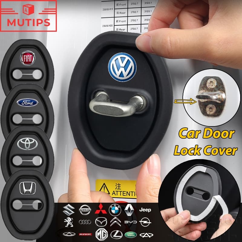 【MUTIPS】Capa Protetora Para Fechadura De Porta De Carro , Borracha De Silicone , Fivela , Amortecedor
