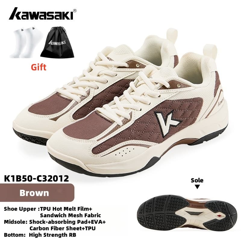 Kawasaki Pickleball Sapatos Badminton K1B50-C32012 Treinamento Profissional Feminino E Masculino Antiderrapante Durável 