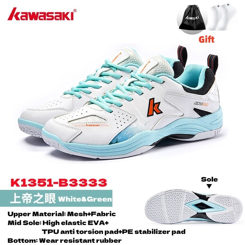 Kawasaki Badminton Shoes Pickleball K1B51-B3333 Treinamento Profissional Feminino E Masculino Antiderrapante Durável Abs