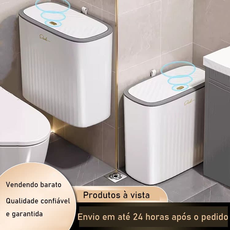 haosin Lixeira grande 14L Branca com Botão de ouro - Tampa por Toque para Cozinha e Banheiro cesto de lixo/quarto