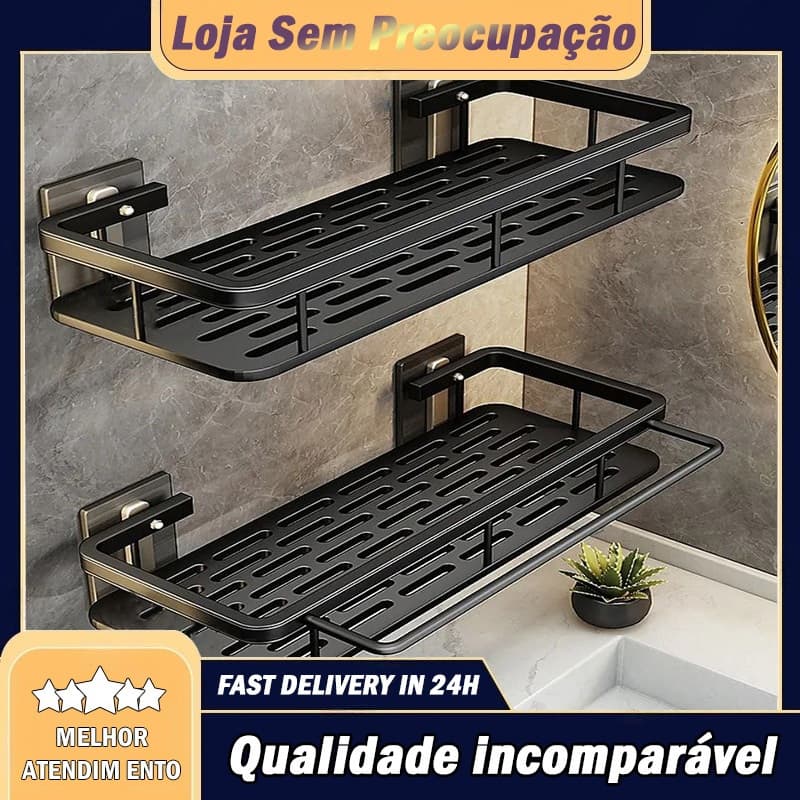 Suporte De Shampoo Organizador Alta qualidade Prateleiras De Banheiro Sem Furo Premium-Space Aluminium