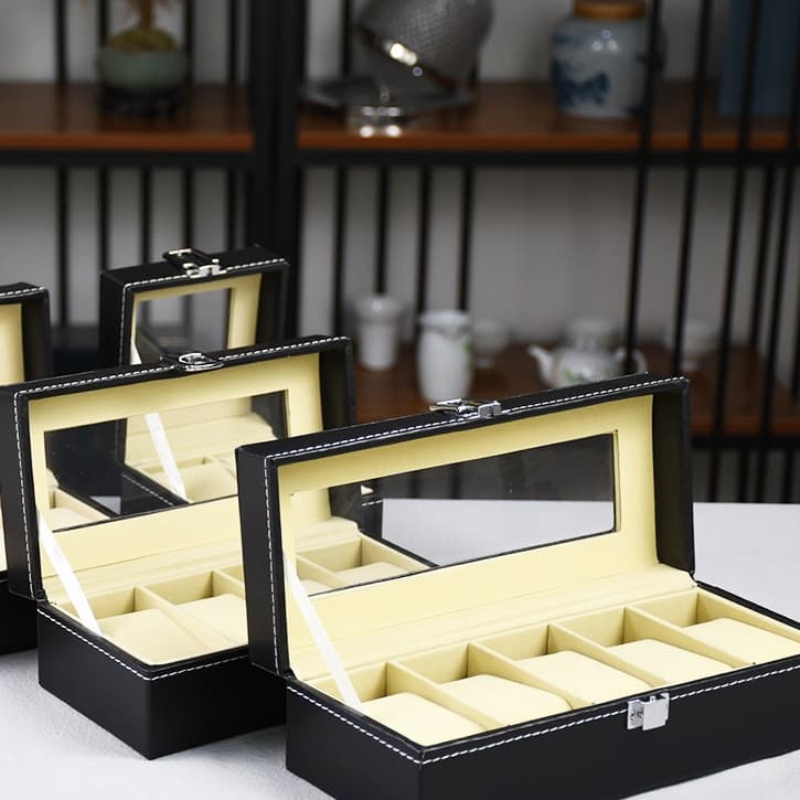 Estojo Porta Relógio 12 Nichos Couro Sintetico Organizador de Joias e Bijuterias