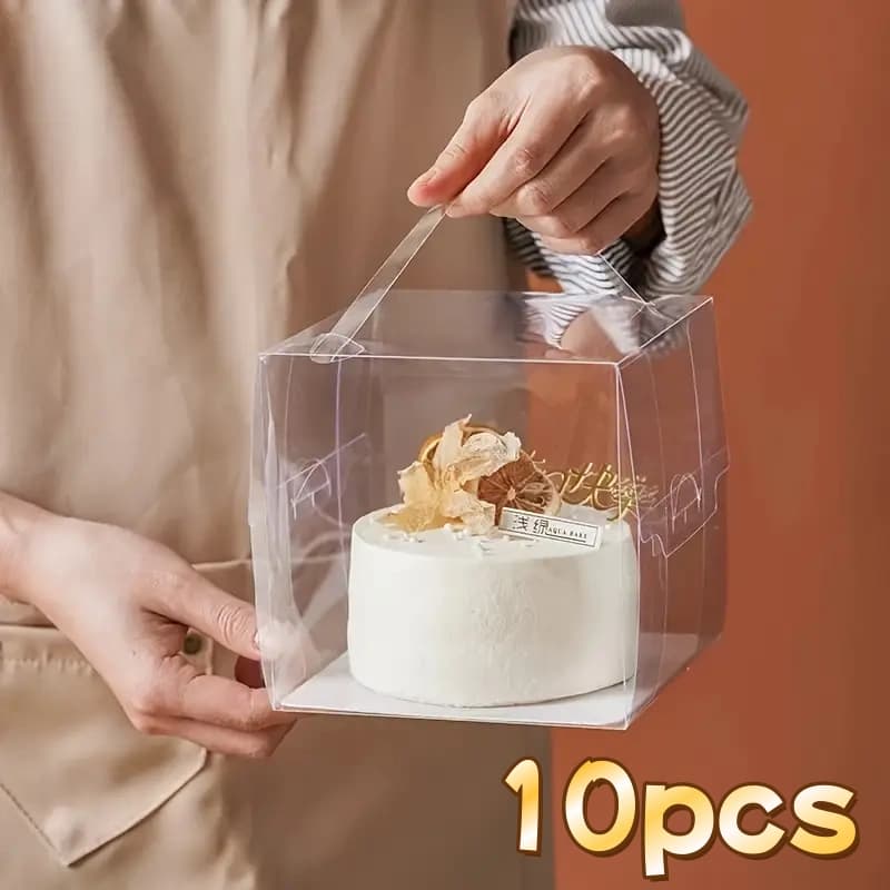 10 Caixa Maletinha 12x12x12 Transparente com Berço alça, maleta Presentes, mini bolo