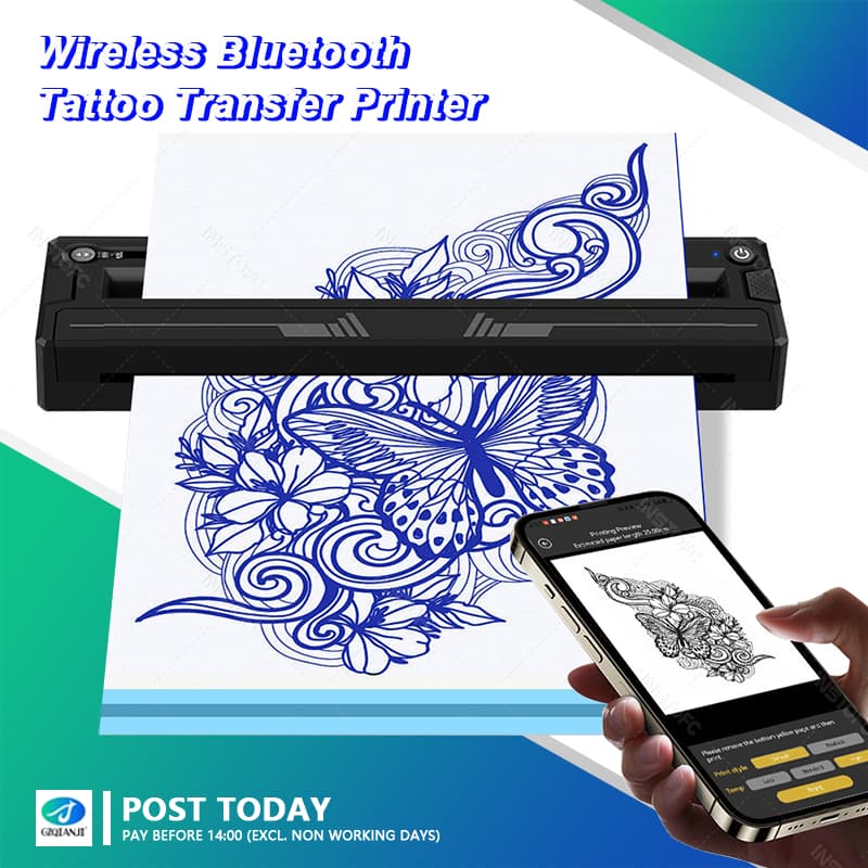 Impressora De Transferência De Tatuagem M8 Sem Fio Bluetooth Compatível Com Celular E PC