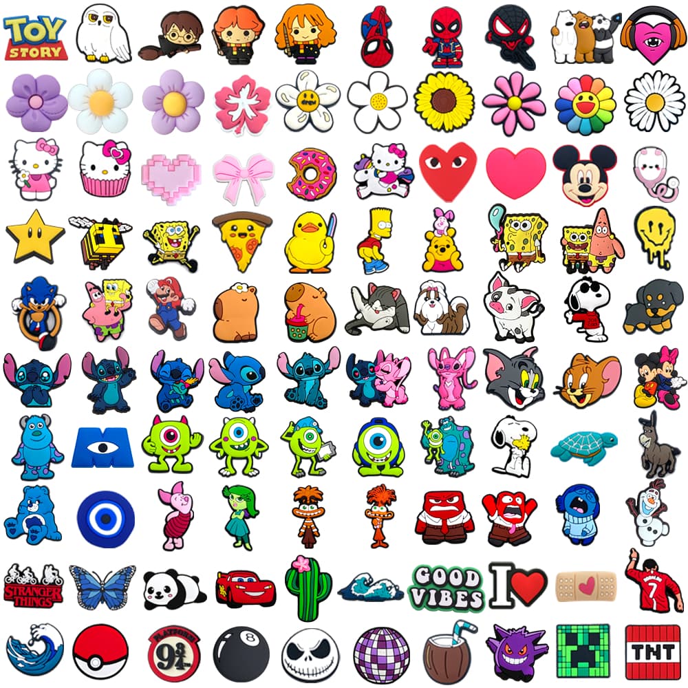 Hot 100 Estilo Sapato Encantos Decrations Bonito Anime Sandálias Fivela PVC Acessórios Botão Pinos