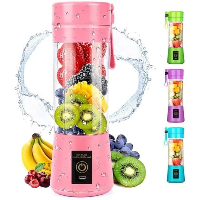 Mini Liquidificador Portátil USB - 6 Lâminas 380ml - Bivolt (110V/220V) Prático p/ Sucos e Vitaminas