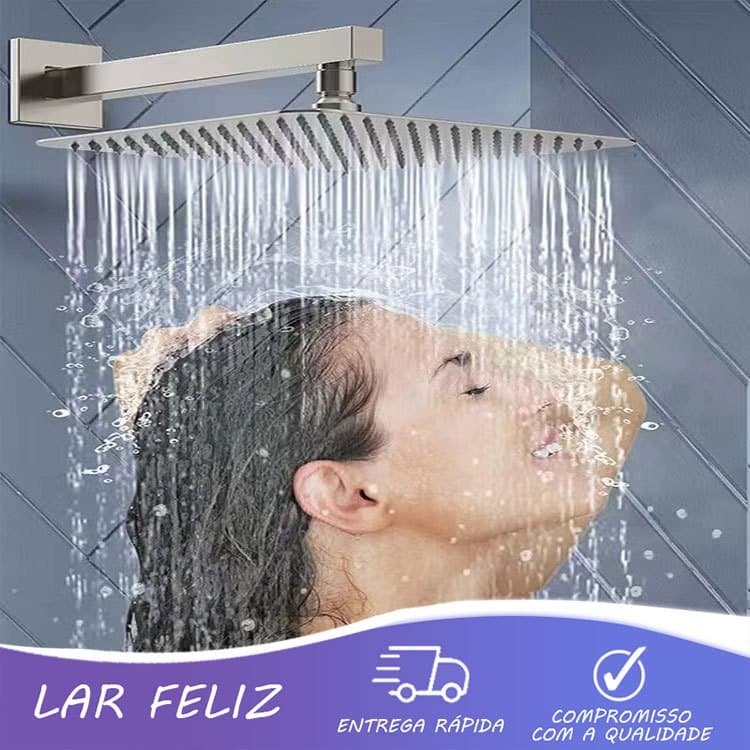 Chuveiro Ducha Quadrado Reto Banheiro Piscina Area Externa Inox 304