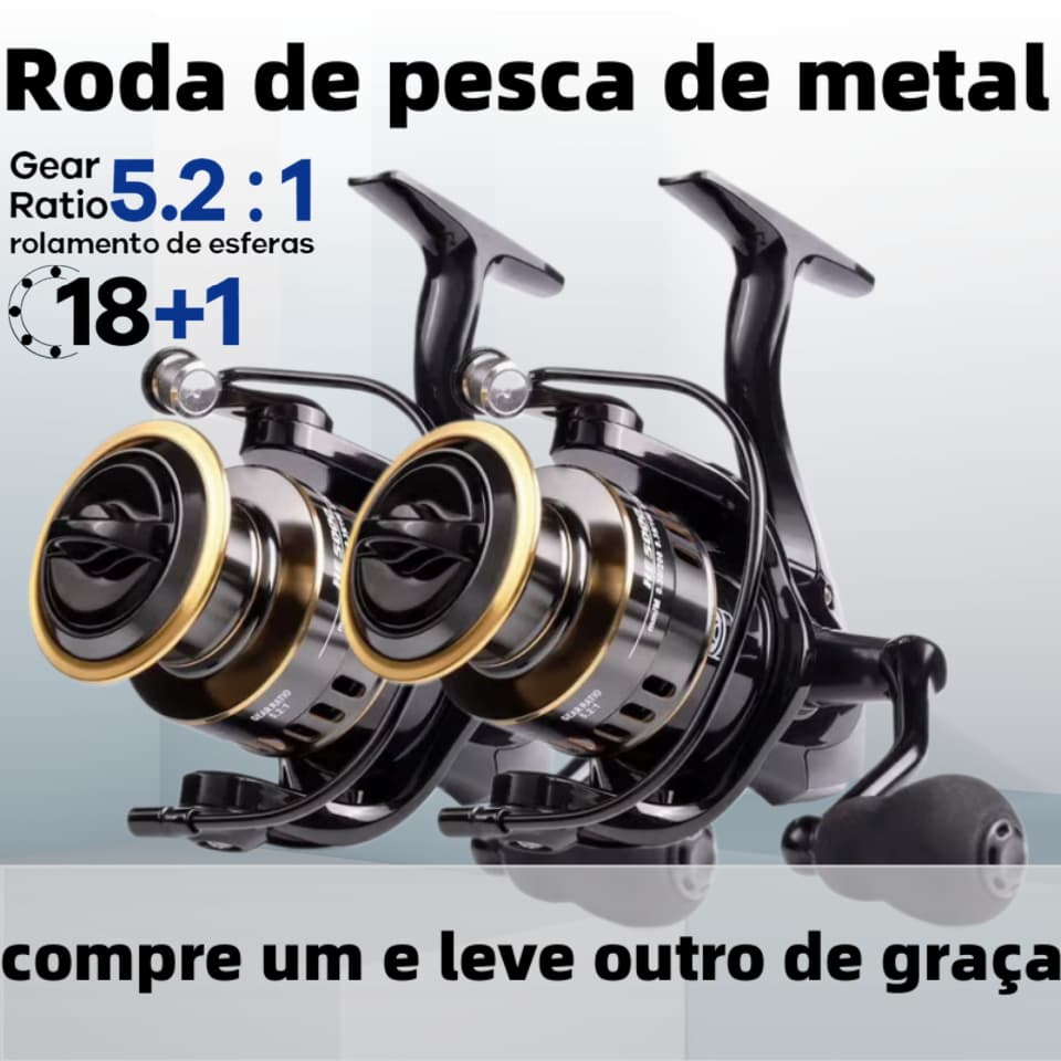 Carretel De Pesca Profissional 18 + 1BB 5 ; 2 1 De Metal Para Mão Esquerda E Direita