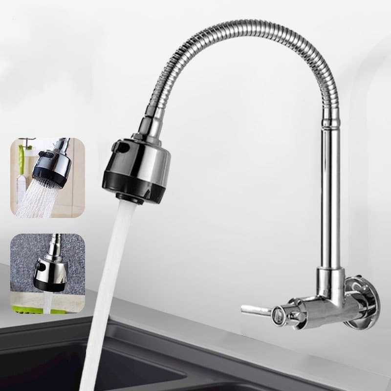 Inox Prata Torneira com chuveiro com rotação de 360° Cozinha Luxo Parede Promoção torneira para pia de cozinha