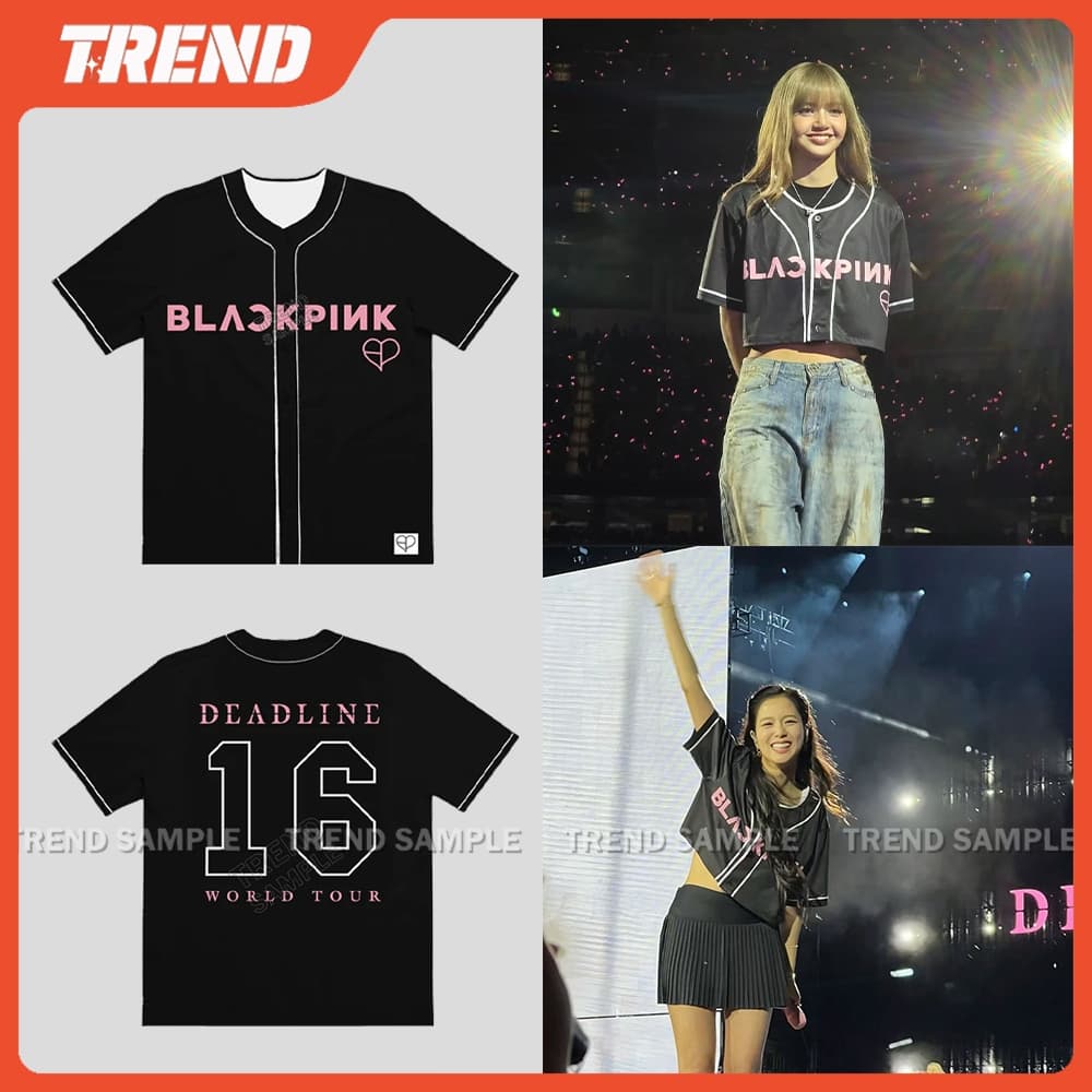 2025 BLACKPINK DEADLINE WORLD TOUR Merch 16 Camisa De Beisebol Camiseta Vintage Plus Size Moda Solta LISA JISOO Mesma To