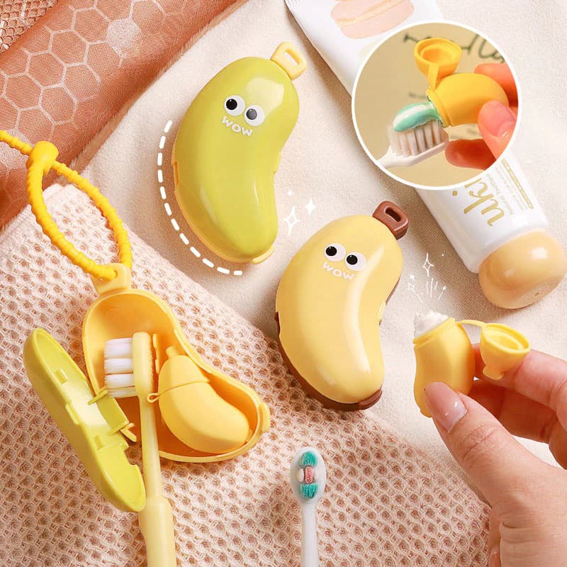 2 Em 1 Banana Escova De Dentes Capa Protetora Clipe De Armazenamento De Plástico Portátil Viagem À Prova De Poeira Organ